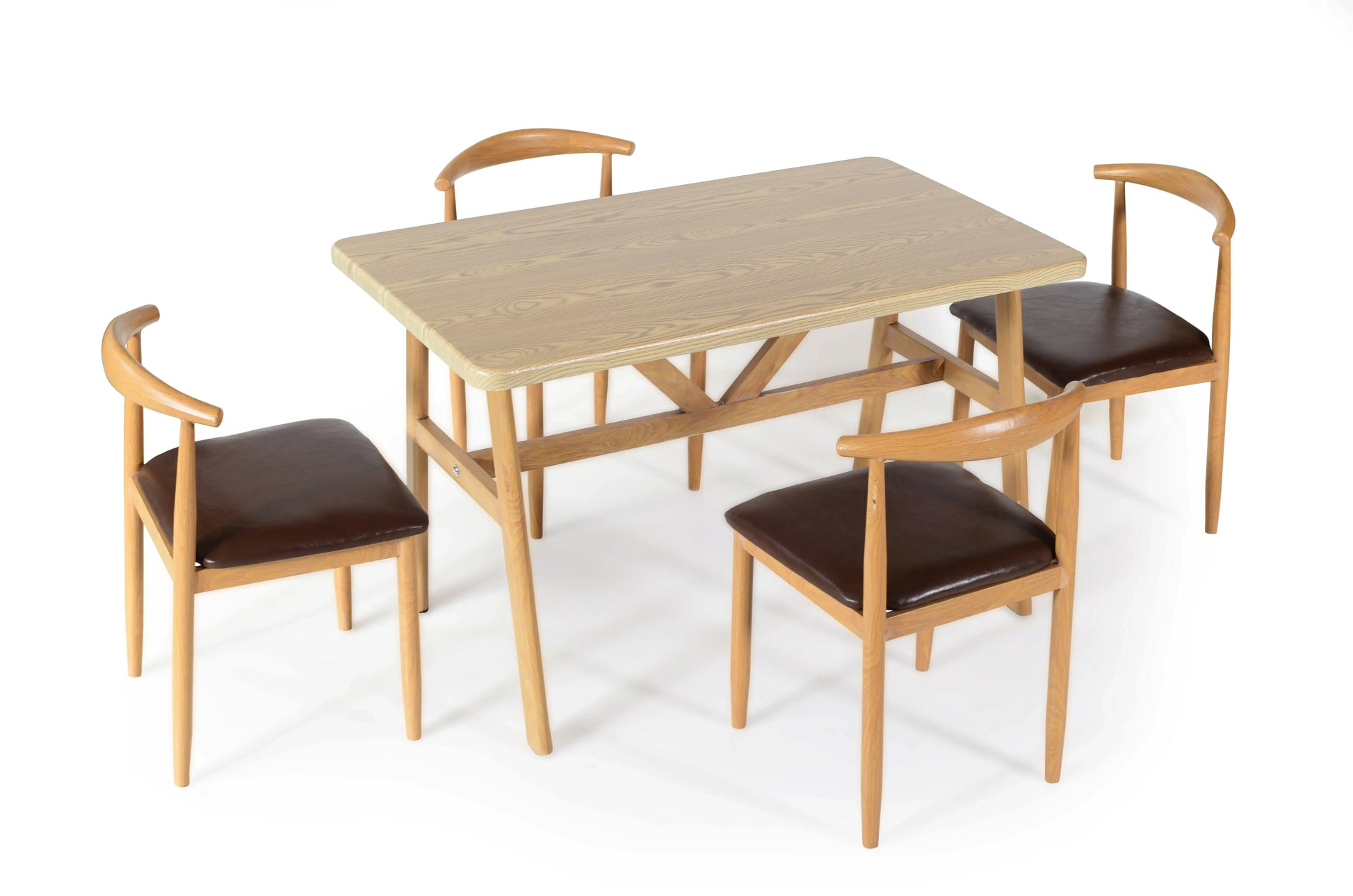 Solid Wood 4 Seater Dining Table Set with Cushioned Chairs FURNIZA