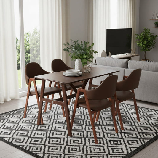Modern Wooden 4 Seater Dining Table Set with Designer Chairs