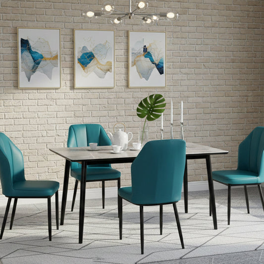 Modern 4 Seater Dining Set with Upholstered Chairs