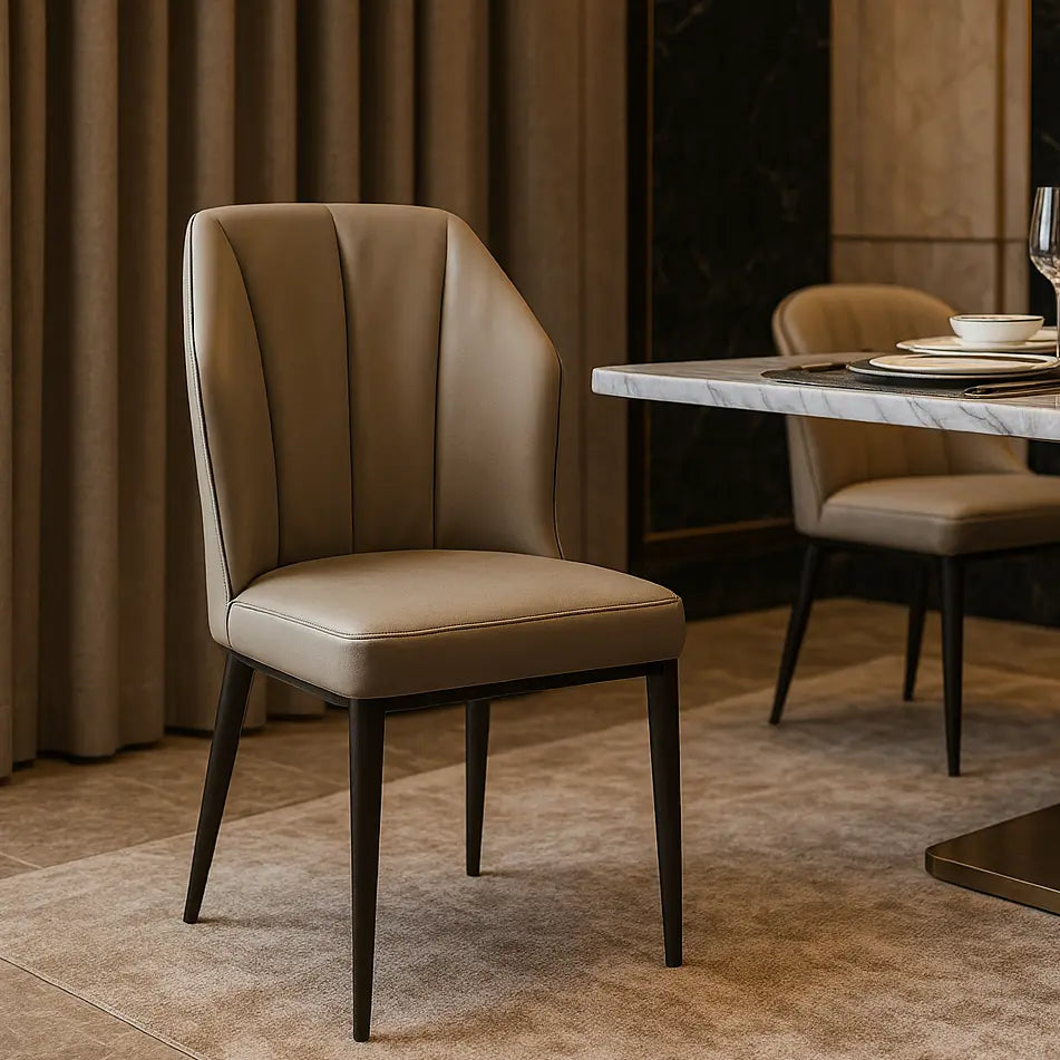 Modern Dark Grey Dining Chair – Iron Frame Accent Chair FURNIZA