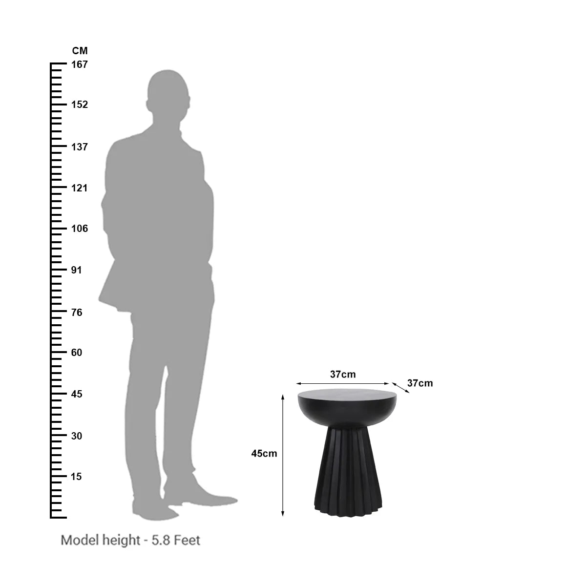Modern Bold Black Side Table – Sculptural Accent Table - Furniza