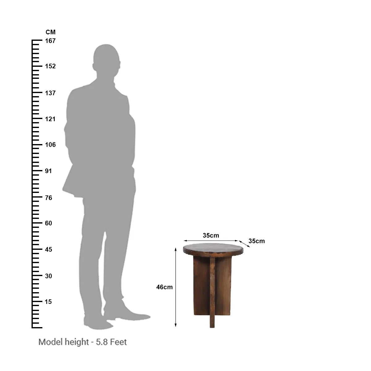 Rustic Hand-Carved Walnut Finish Side Table – Unique Accent Table