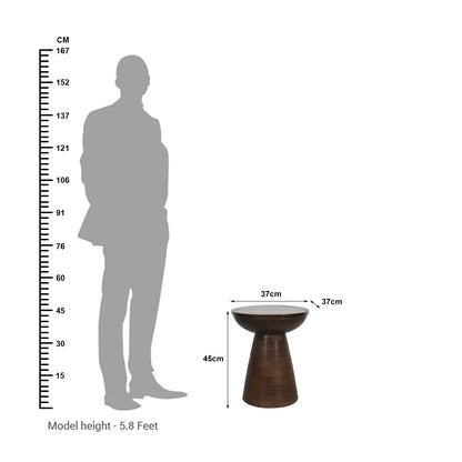 Elegant Dark Walnut Hand-Carved Side Table