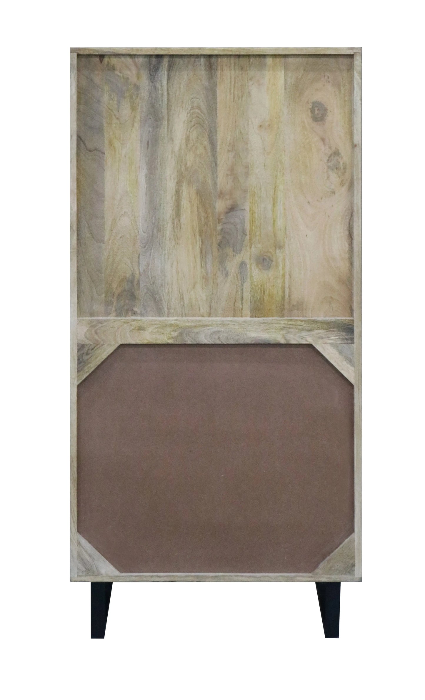 Wooden Bar Cabinet – Natural Finish with Carved Mandala Doors FURNIZA