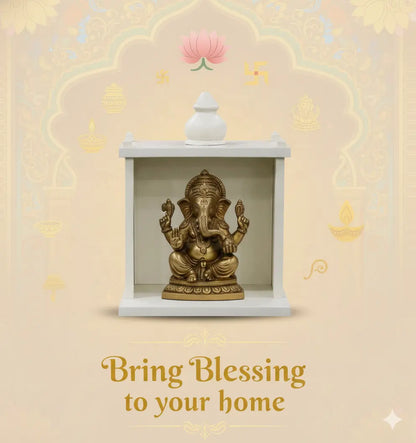 Traditional Pale White MDF Wall Mount Temple with Goombaj Top FURNIZA