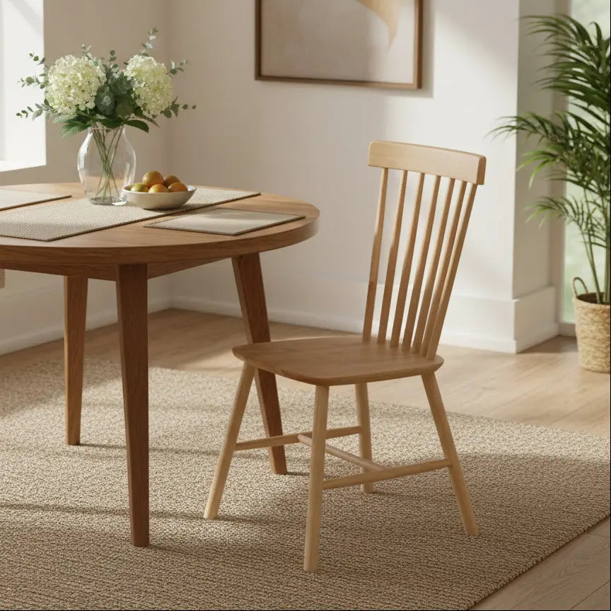Solid Wood Dining Chair – Natural Finish Wooden Chair FURNIZA