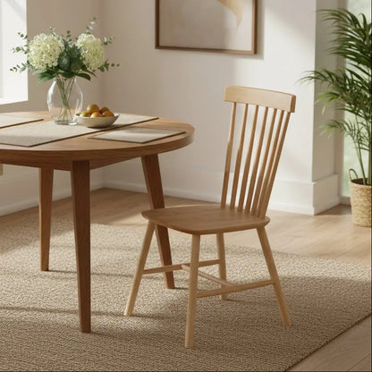 Solid Wood Dining Chair – Natural Finish Wooden Chair FURNIZA