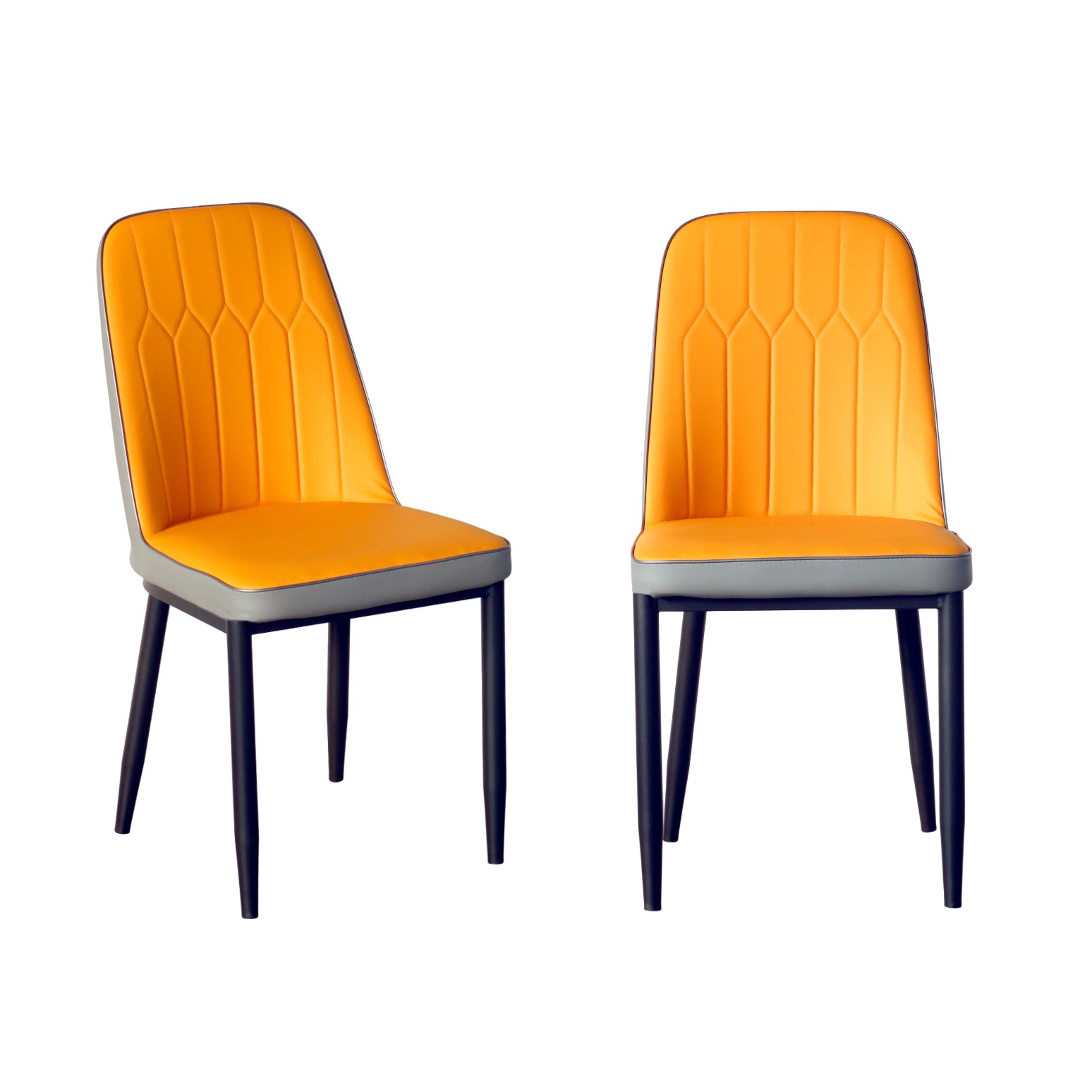 Modern Iron Base Upholstered Chair – Yellow (Set of 2 & 4) FURNIZA