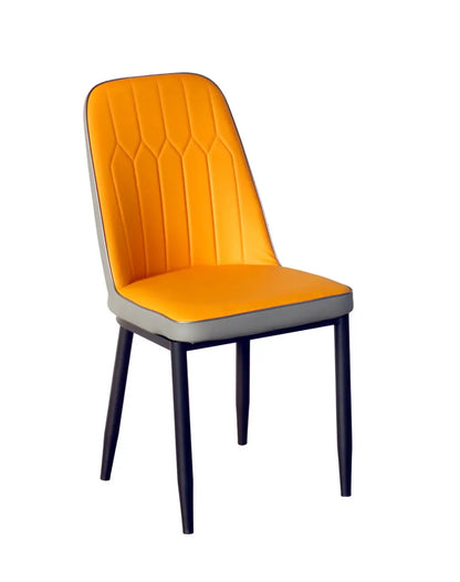 Modern Iron Base Upholstered Chair – Yellow FURNIZA