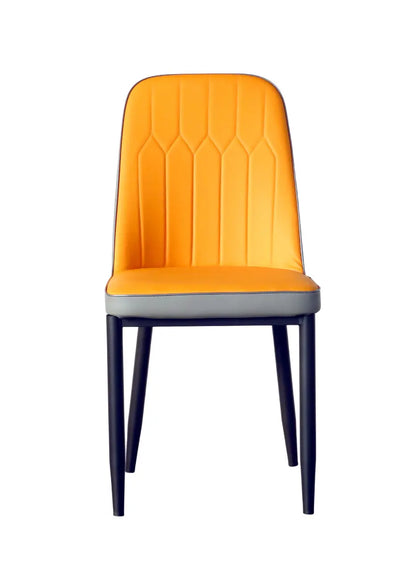 Modern Iron Base Upholstered Chair – Yellow FURNIZA