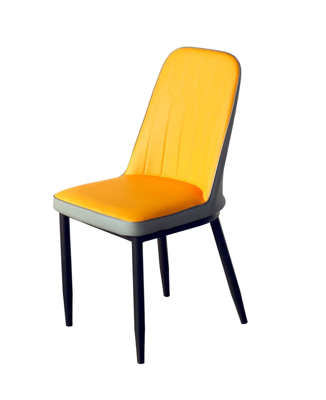 Modern Iron Base Upholstered Chair – Yellow FURNIZA
