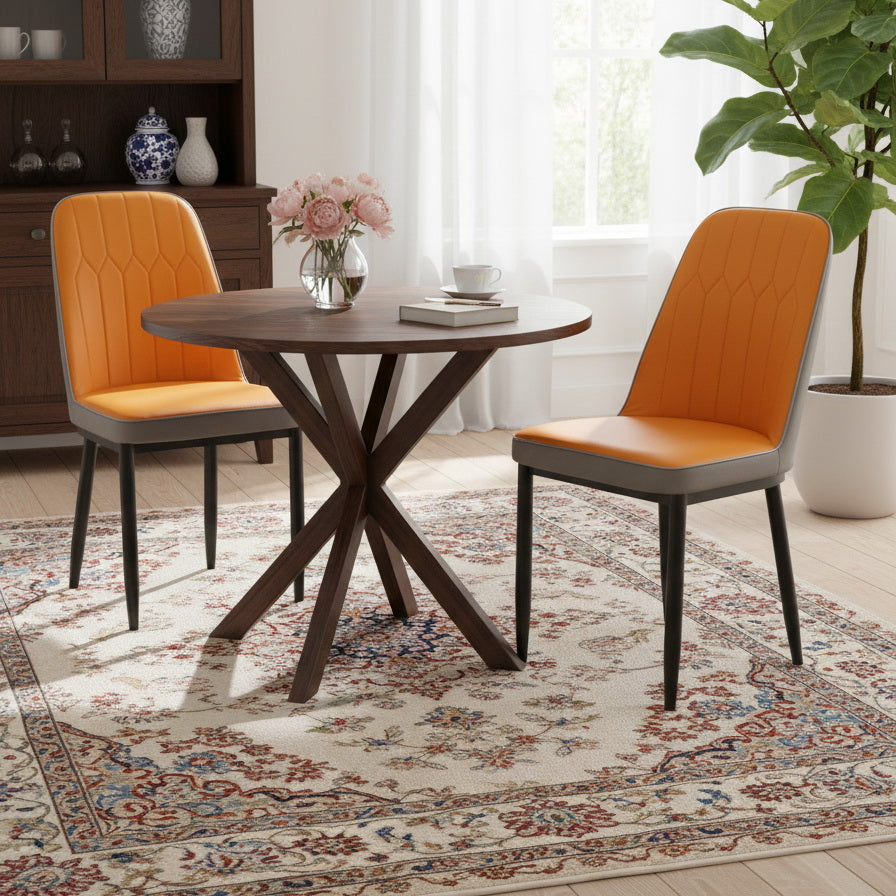 Modern Iron Base Upholstered Chair – Yellow (Set of 2 & 4) FURNIZA