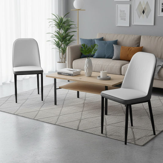 Modern Iron Base Upholstered Chair – White ( Set of 2 & 4) FURNIZA