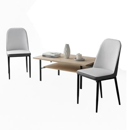 Modern Iron Base Upholstered Chair – White ( Set of 2 & 4) FURNIZA