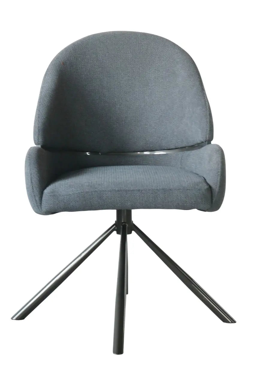 Modern Revolving Upholstered Chair with Iron Base – Beige FURNIZA