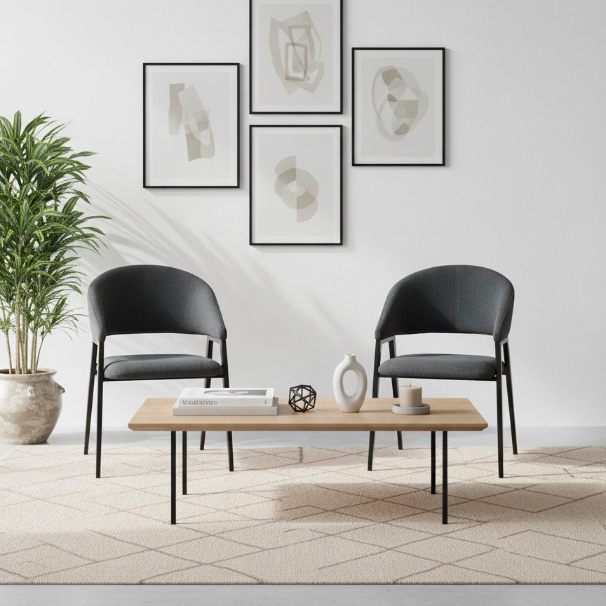 Modern Upholstered Chair with Iron Base – Dark Grey (Set of 2 & 4) FURNIZA