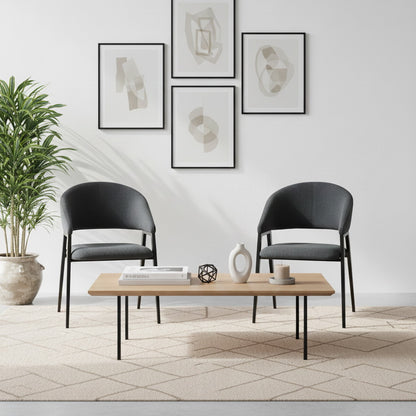 Modern Upholstered Chair with Iron Base – Dark Grey (Set of 2 & 4) FURNIZA