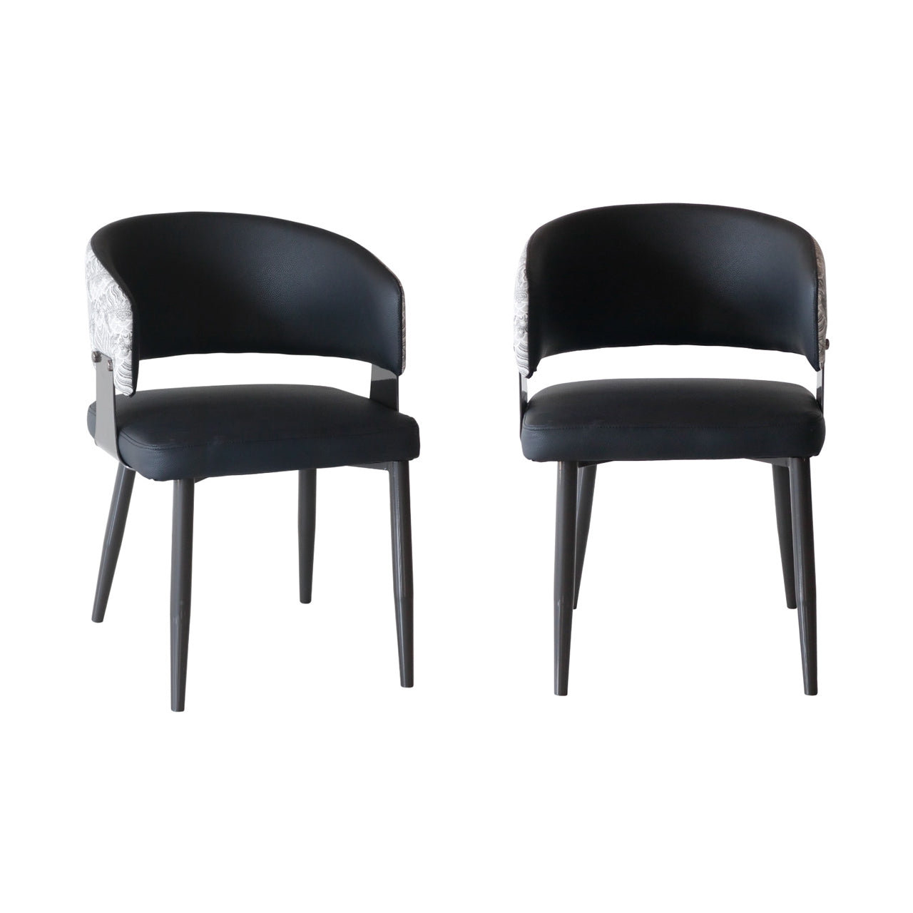 Modern Upholstered Iron Base Chair – Black (Set of 2 & 4) FURNIZA