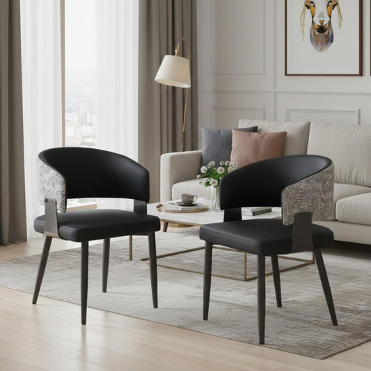 Modern Upholstered Iron Base Chair – Black (Set of 2 & 4) FURNIZA