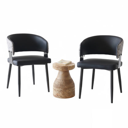 Modern Upholstered Iron Base Chair – Black (Set of 2 & 4) FURNIZA