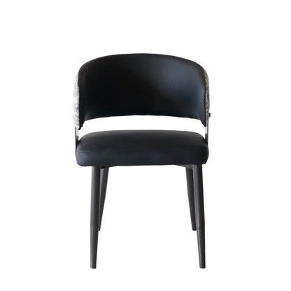 Modern Upholstered Iron Base Chair – Black FURNIZA