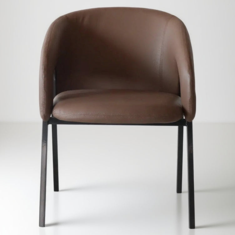 Modern Upholstered Chair with Iron Base – Brown FURNIZA