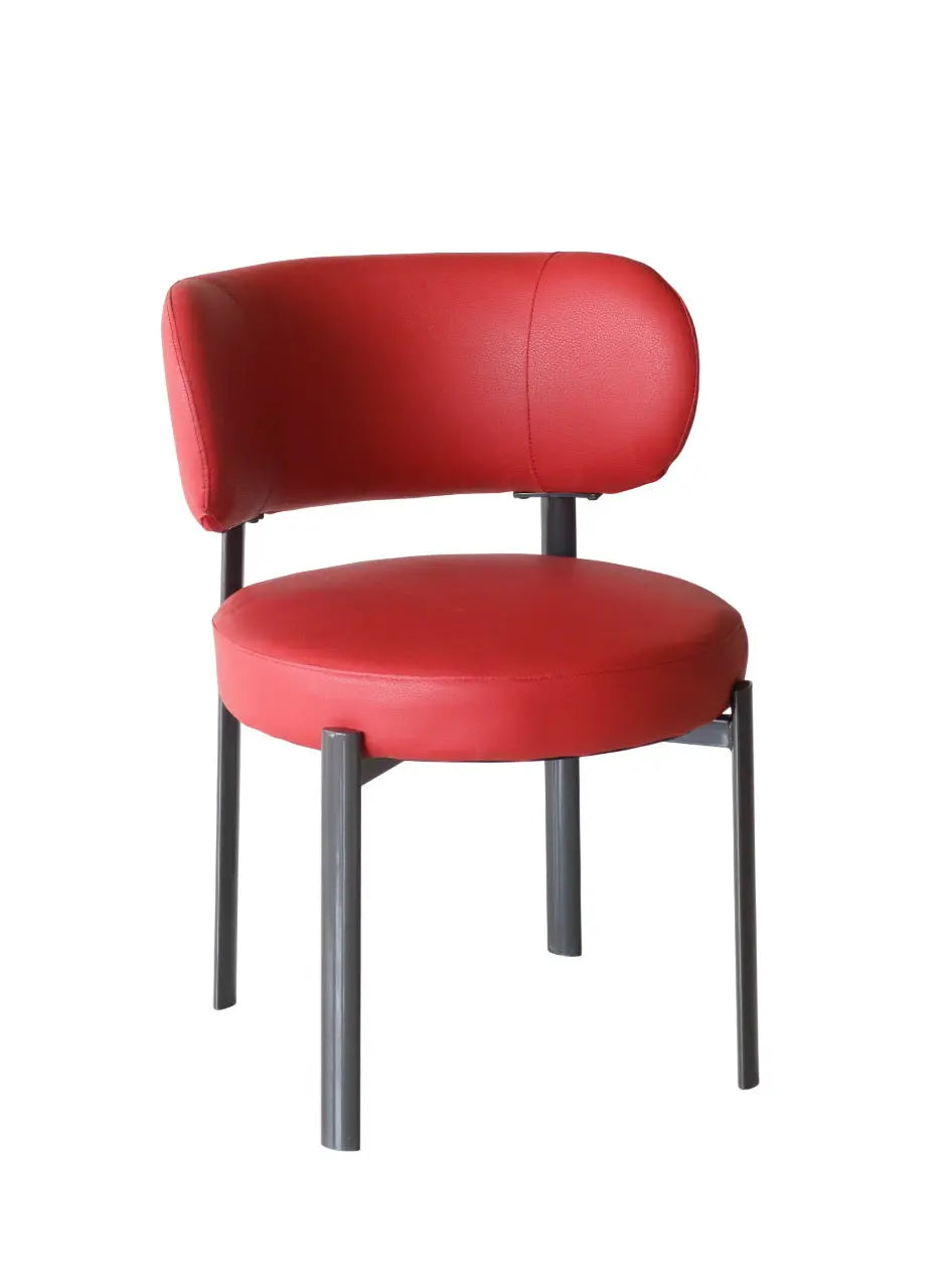 Modern Red Upholstered Chair with Iron Base FURNIZA
