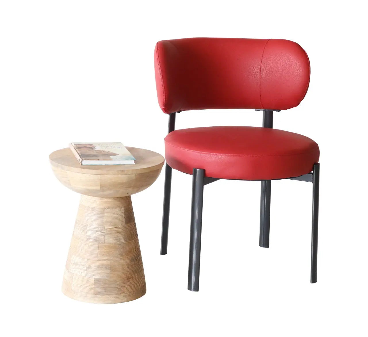 Modern Red Upholstered Chair with Iron Base FURNIZA