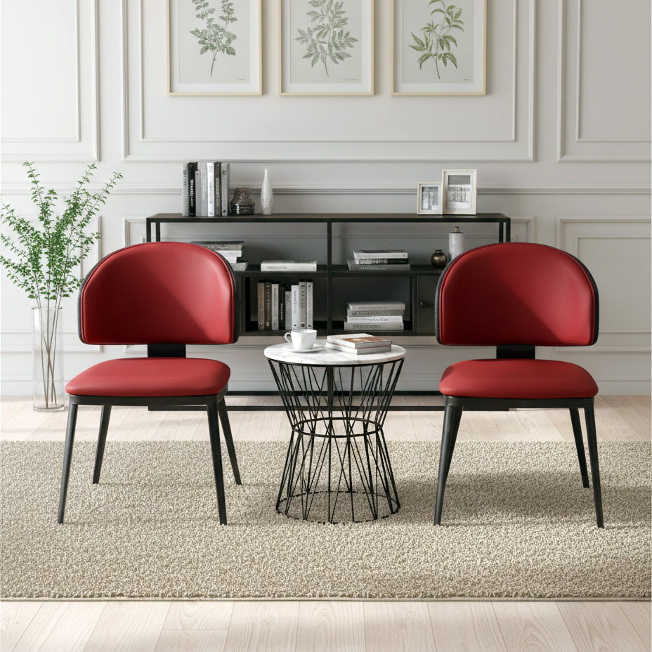 Mahroon Upholstered Dining Chair – Modern Iron Frame (Set of 2 & 4) FURNIZA