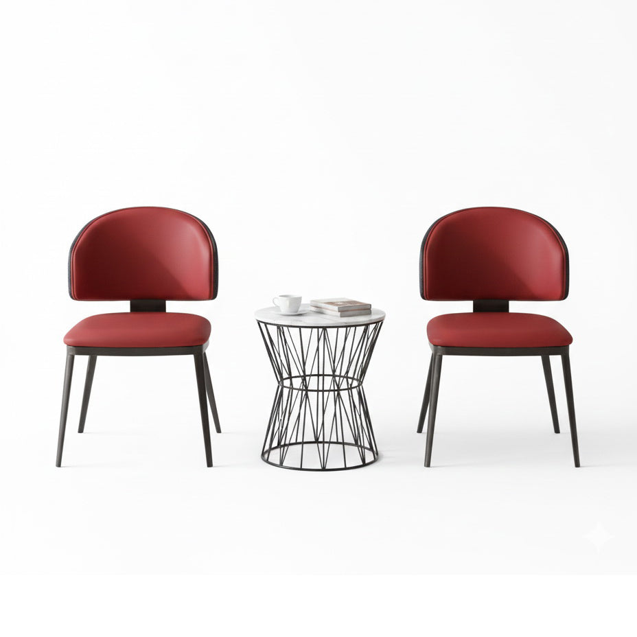 Mahroon Upholstered Dining Chair – Modern Iron Frame (Set of 2 & 4) FURNIZA