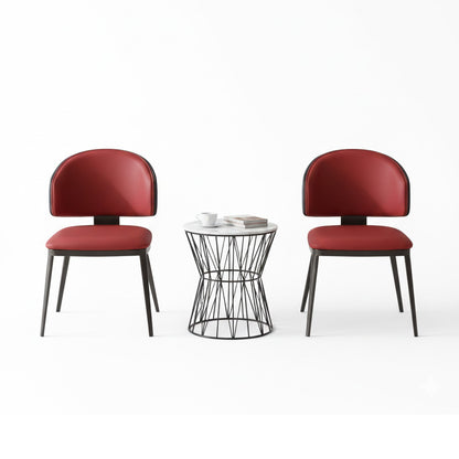 Mahroon Upholstered Dining Chair – Modern Iron Frame (Set of 2 & 4) FURNIZA