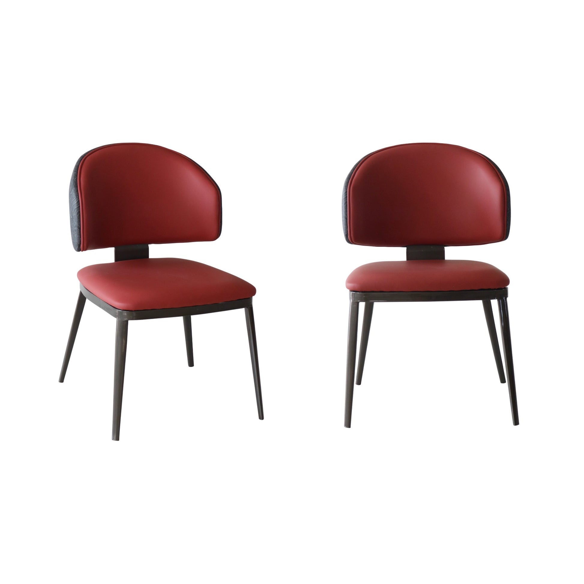 Mahroon Upholstered Dining Chair – Modern Iron Frame (Set of 2 & 4) FURNIZA