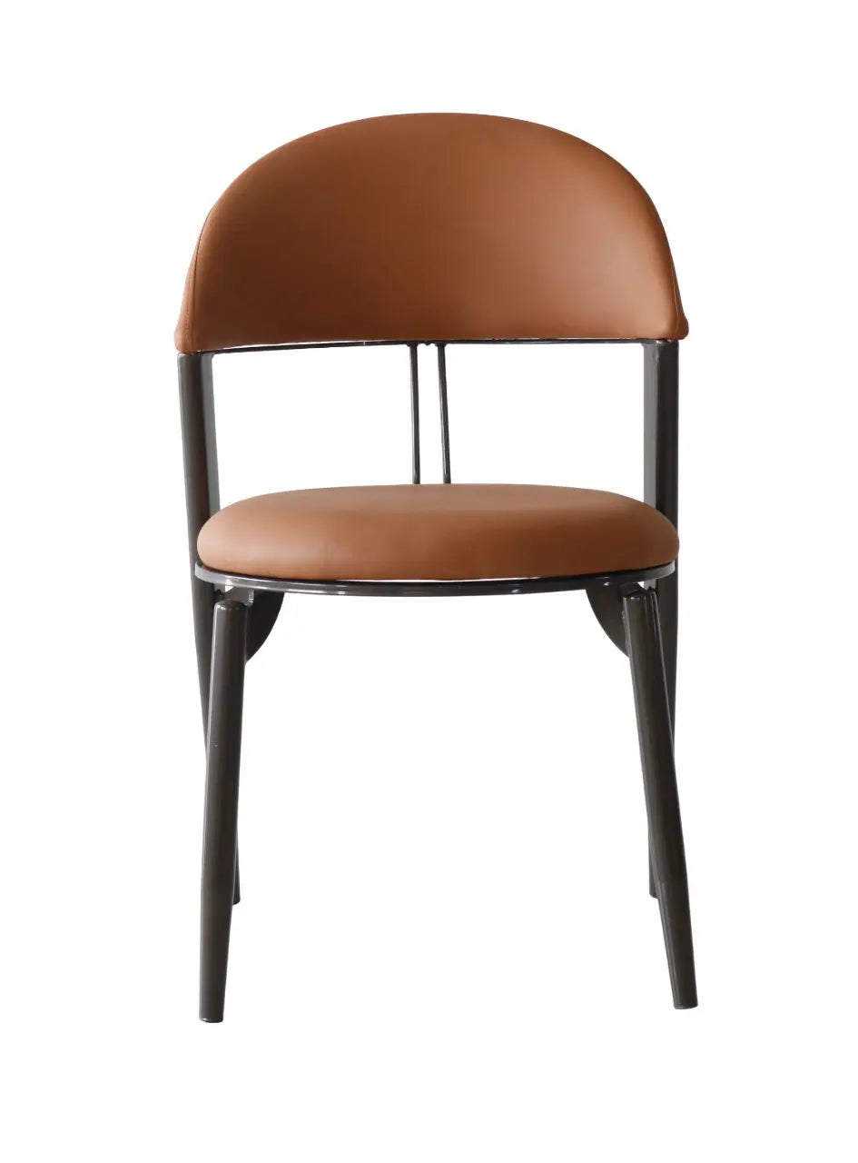 Beige Upholstered Dining Chair – Modern Iron Frame Design FURNIZA