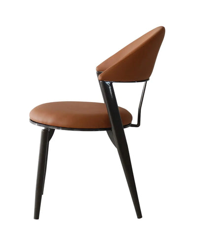 Beige Upholstered Dining Chair – Modern Iron Frame Design FURNIZA