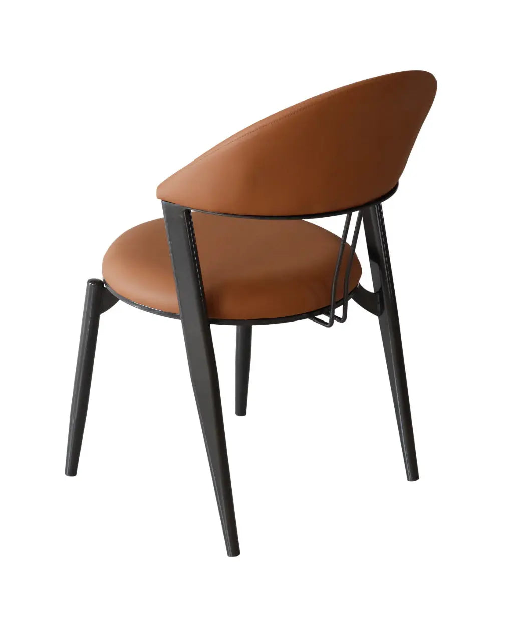 Beige Upholstered Dining Chair – Modern Iron Frame Design FURNIZA