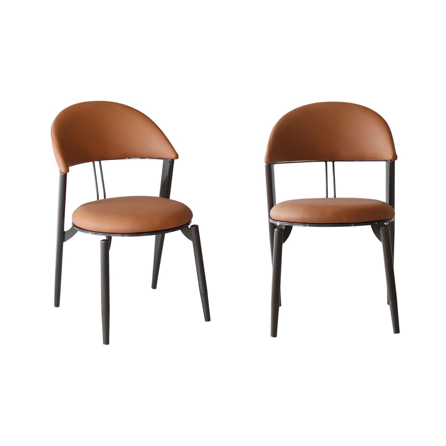 Beige Upholstered Dining Chair – Modern Iron Frame Design FURNIZA