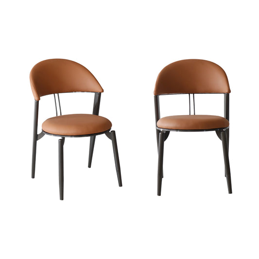 Beige Upholstered Dining Chair – Modern Iron Frame Design FURNIZA