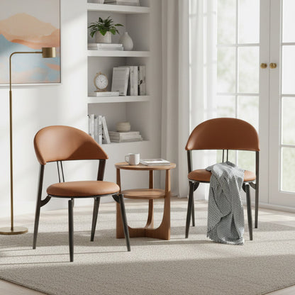 Beige Upholstered Dining Chair – Modern Iron Frame Design FURNIZA