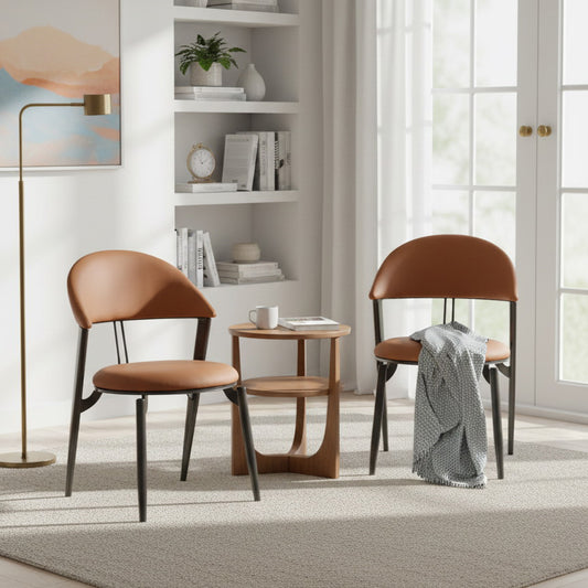 Beige Upholstered Dining Chair – Modern Iron Frame Design FURNIZA