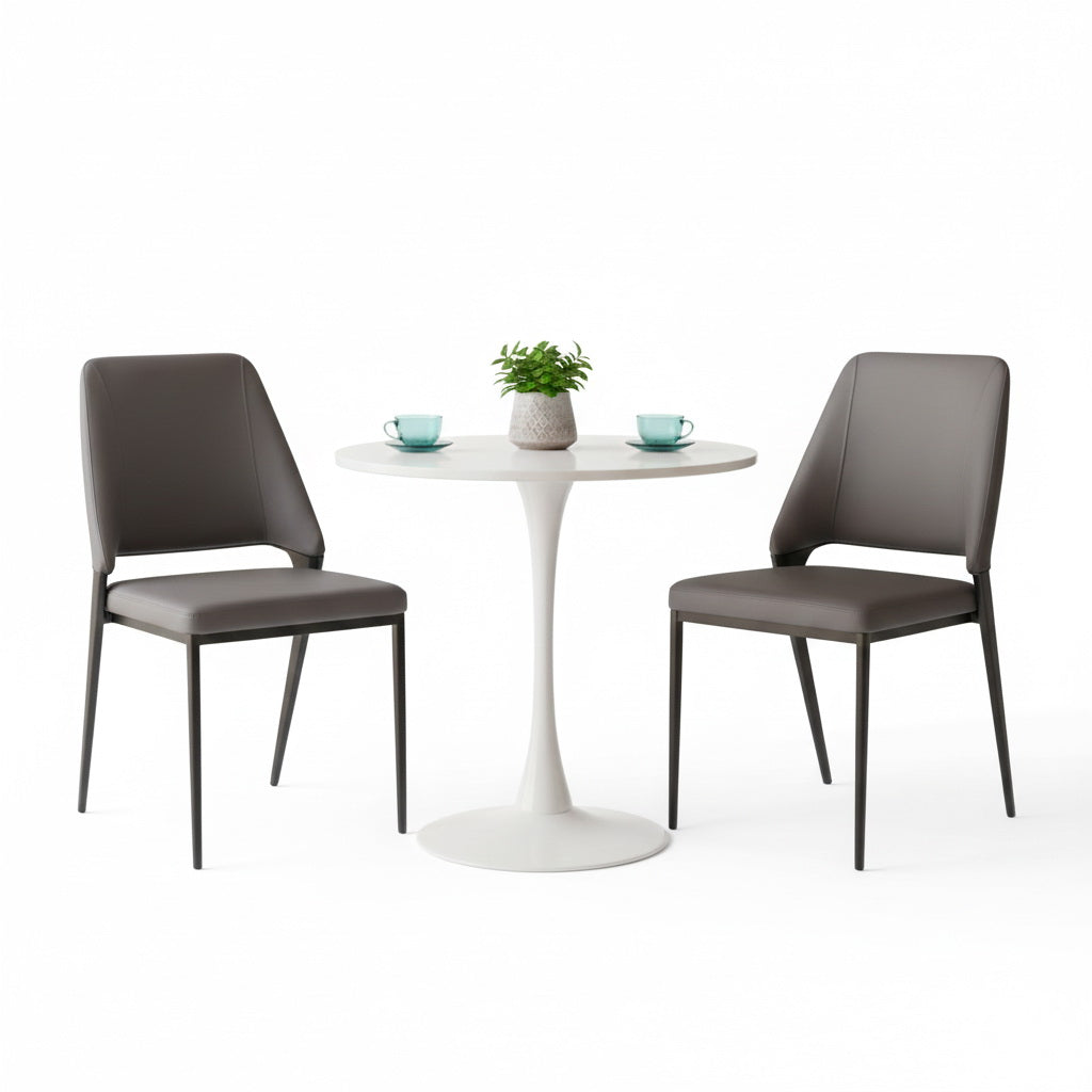 Dark Grey Upholstered Dining Chair – Sleek Iron Frame (Set of 2 & 4) FURNIZA