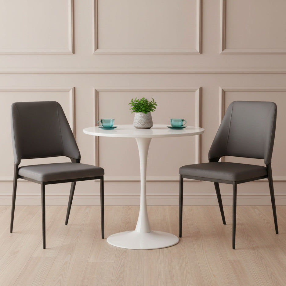 Dark Grey Upholstered Dining Chair – Sleek Iron Frame (Set of 2 & 4) FURNIZA