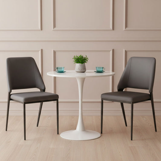 Dark Grey Upholstered Dining Chair – Sleek Iron Frame (Set of 2 & 4) FURNIZA