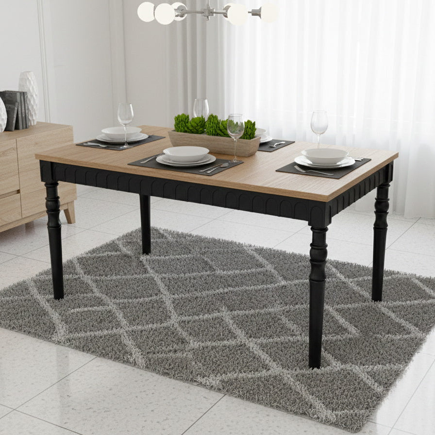 Solid Wood Dining Table with Turned Legs | Classic 4 Seater