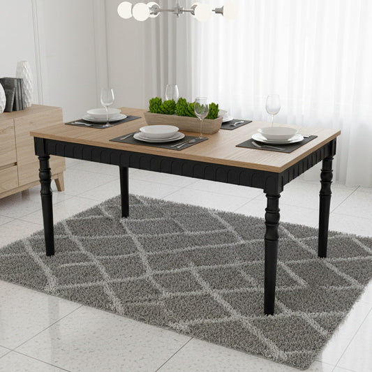 Solid Wood Dining Table with Turned Legs | Classic 4 Seater