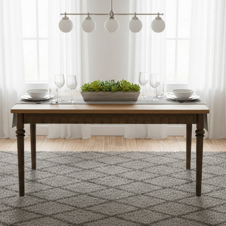 Solid Wood Dining Table with Turned Legs | 4 Seater Dining Table