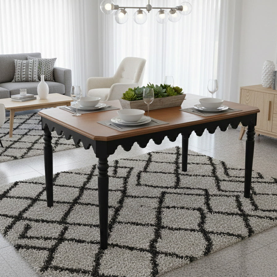 Modern Solid Wood Dining Table with Slim Legs | 4–6 Seater