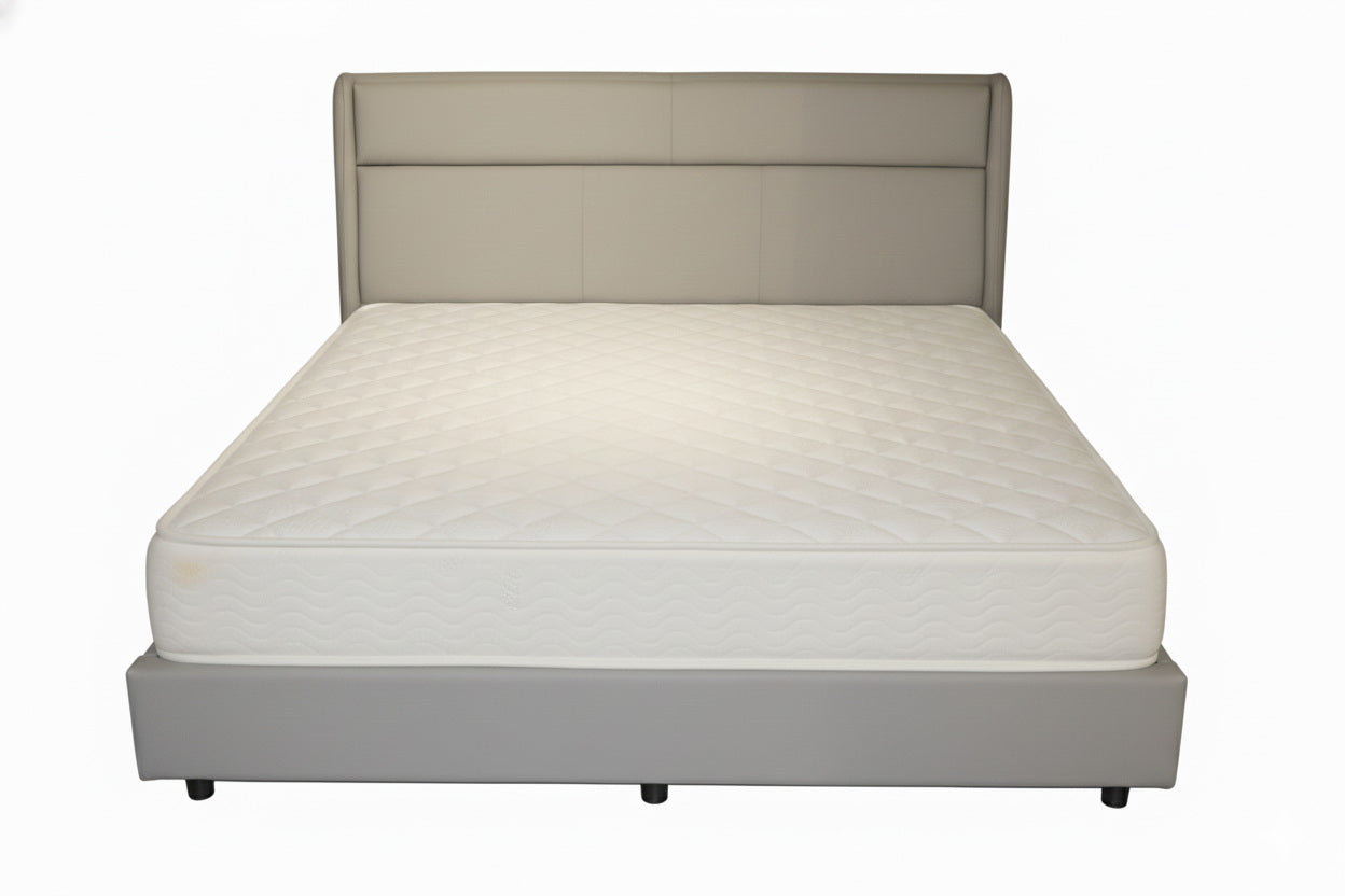 Modern Upholstered King Bed 180×200 cm – Premium Grey Headboard