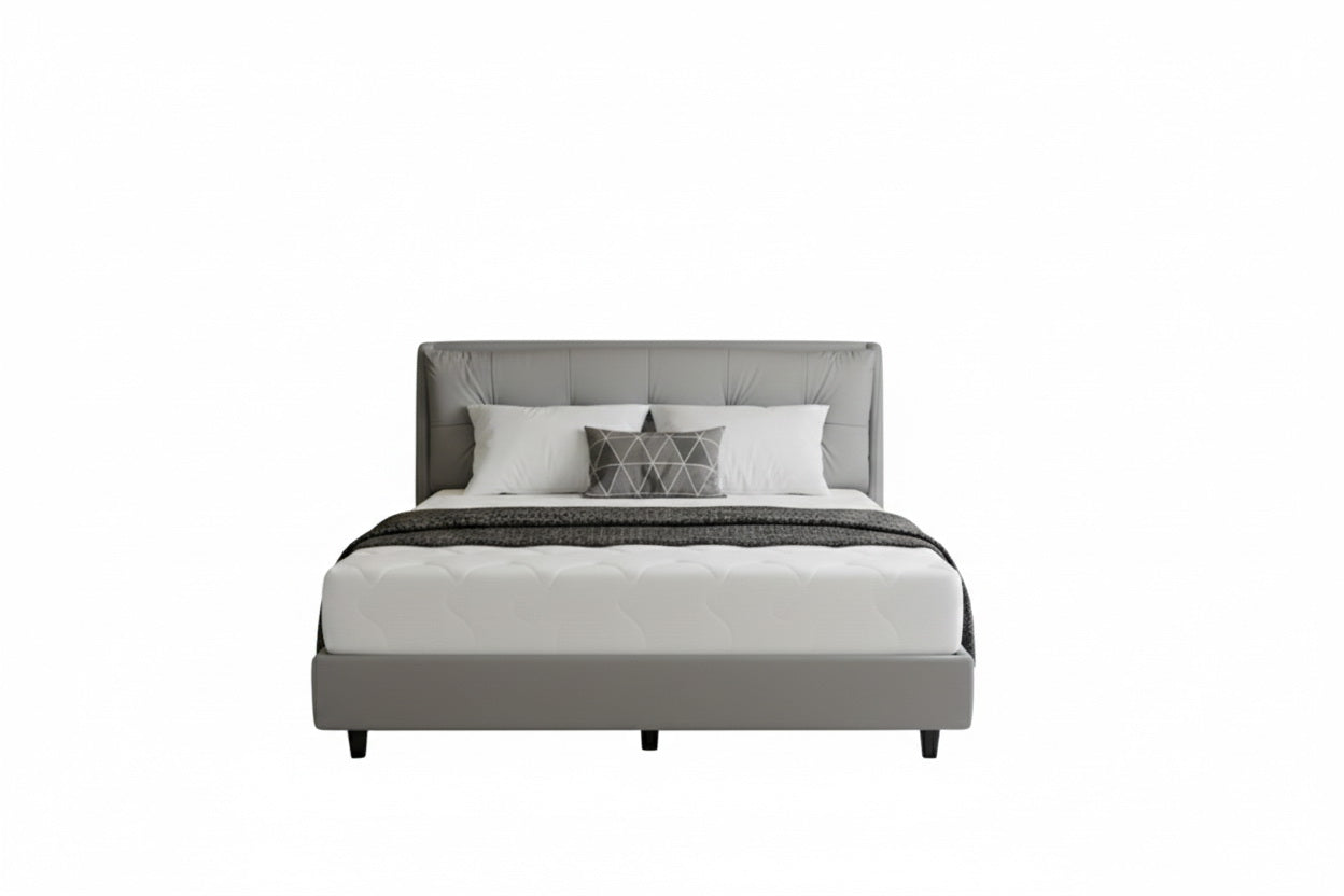 Modern Tufted Upholstered King Bed 180×200 cm – Grey Premium Frame