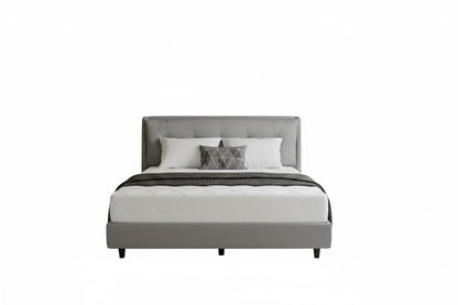 Modern Tufted Upholstered King Bed 180×200 cm – Grey Premium Frame