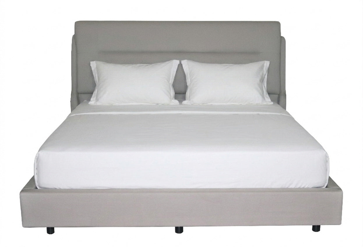Modern Upholstered Platform Bed with Wingback Headboard – Premium Fabric Bed Frame